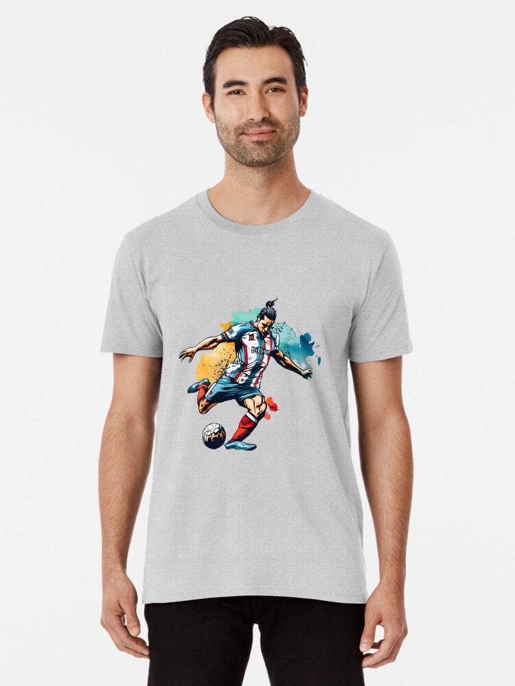 Thumbnail 1 of 6, Premium T-Shirt, Soccer Player Kicking The Ball designed and sold by Patricks-Art.