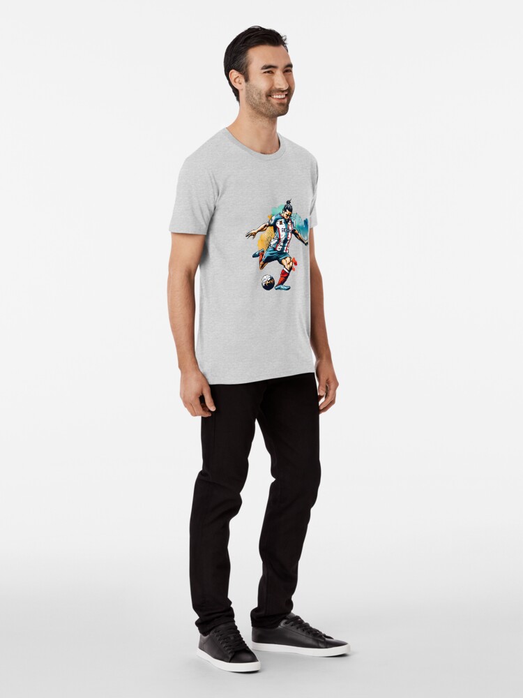 Thumbnail 3 of 6, Premium T-Shirt, Soccer Player Kicking The Ball designed and sold by Patricks-Art.