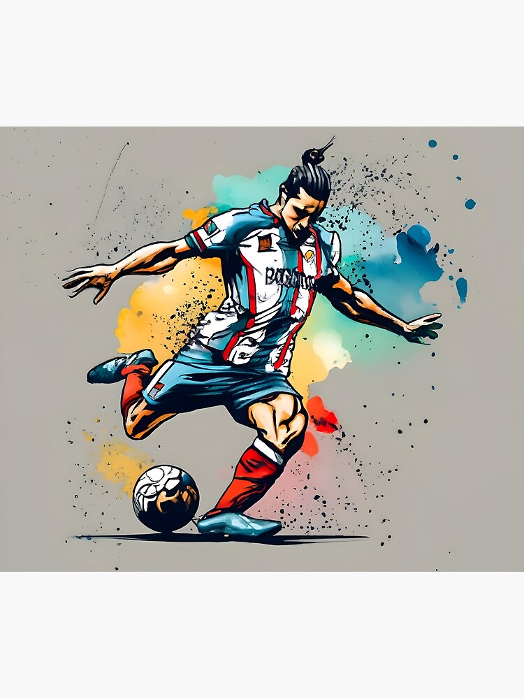 Thumbnail 2 of 2, Duvet Cover, Soccer Player Kicking The Ball designed and sold by Patricks-Art.