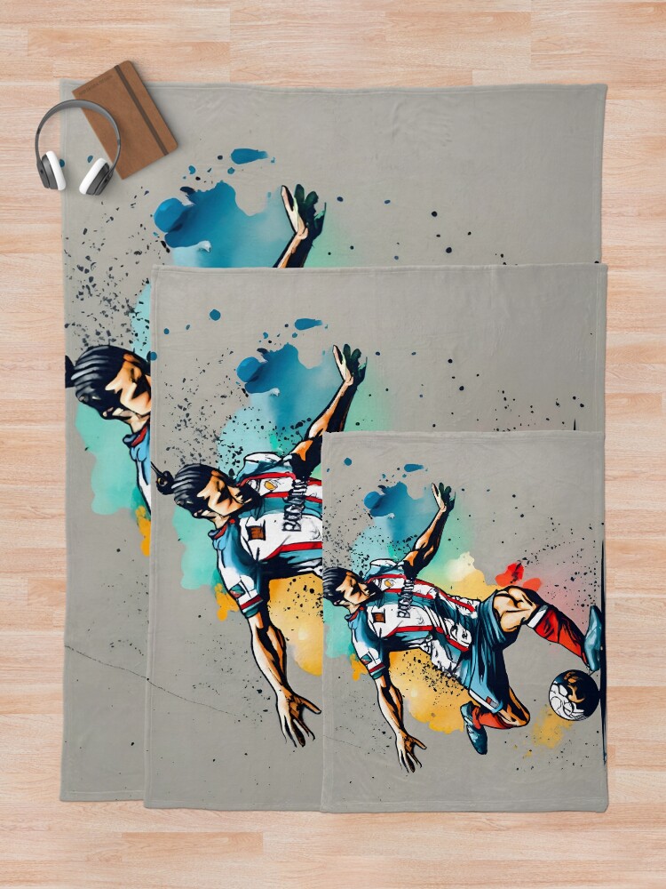Thumbnail 5 of 6, Throw Blanket, Soccer Player Kicking The Ball designed and sold by Patricks-Art.