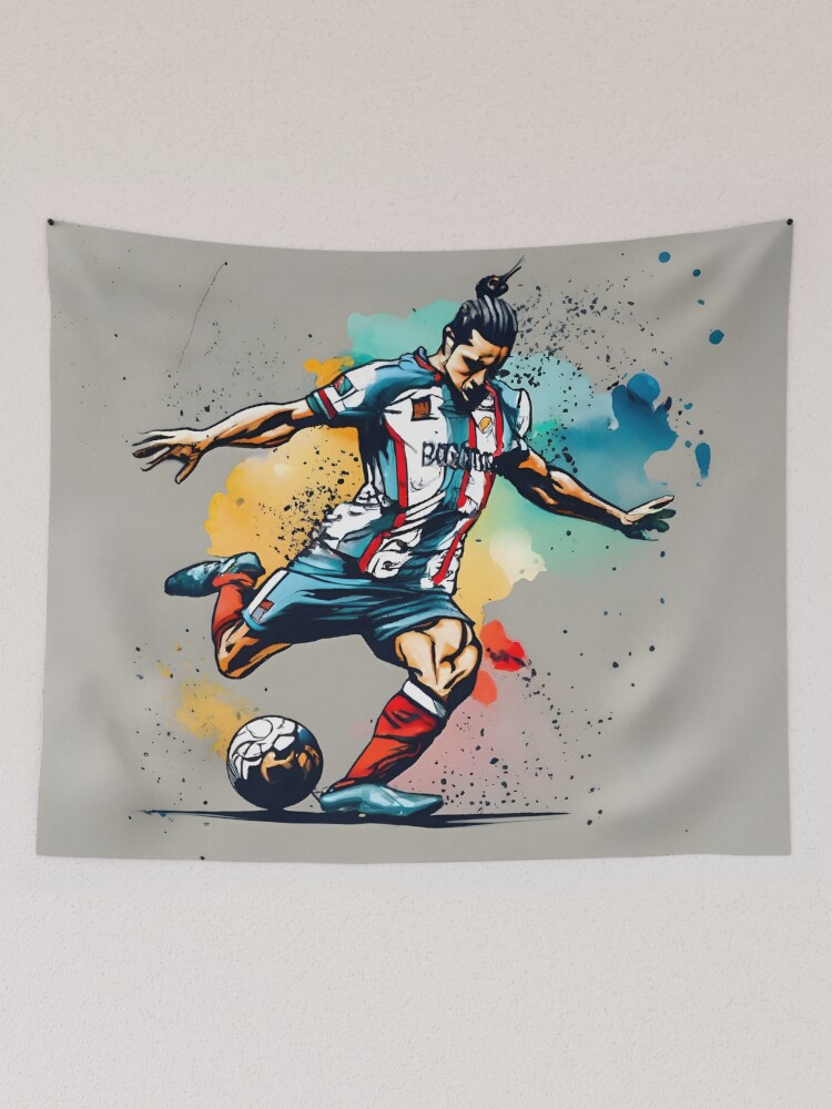 Thumbnail 2 of 3, Tapestry, Soccer Player Kicking The Ball designed and sold by Patricks-Art.