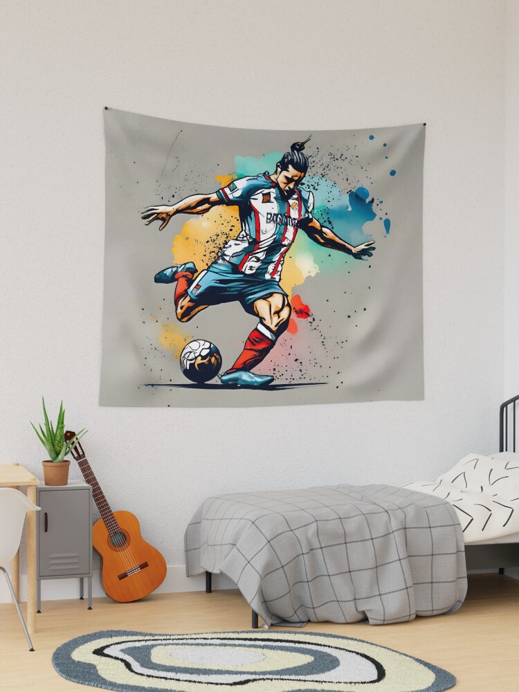 Thumbnail 1 of 3, Tapestry, Soccer Player Kicking The Ball designed and sold by Patricks-Art.