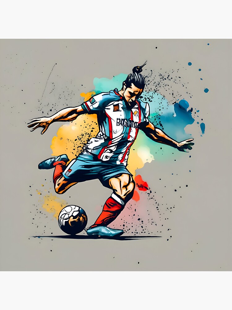 Thumbnail 3 of 3, Sticker, Soccer Player Kicking The Ball designed and sold by Patricks-Art.