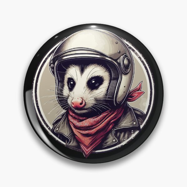 Item preview, Funny Biker Opossum In Cool Helmet Retro designed and sold by TomFrontierArt.