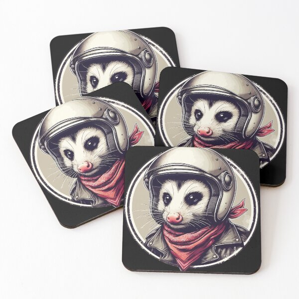 Item preview, Funny Biker Opossum In Cool Helmet Retro designed and sold by TomFrontierArt.