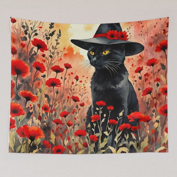 Item preview, Witches' Cat in a Poppy Field designed and sold by Bright-Moonrise.