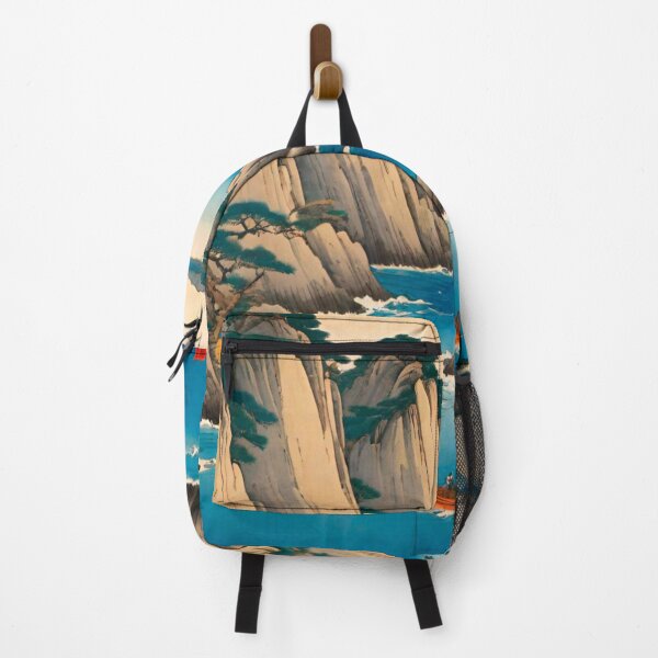 Item preview, Serene Japanese Sea with Mountains and Boat designed and sold by GrizzlyCollective.