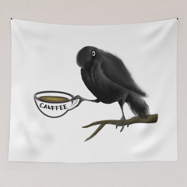 Item preview, Cawfee (Crow holding Coffee) designed and sold by ArtbyMikkiC.