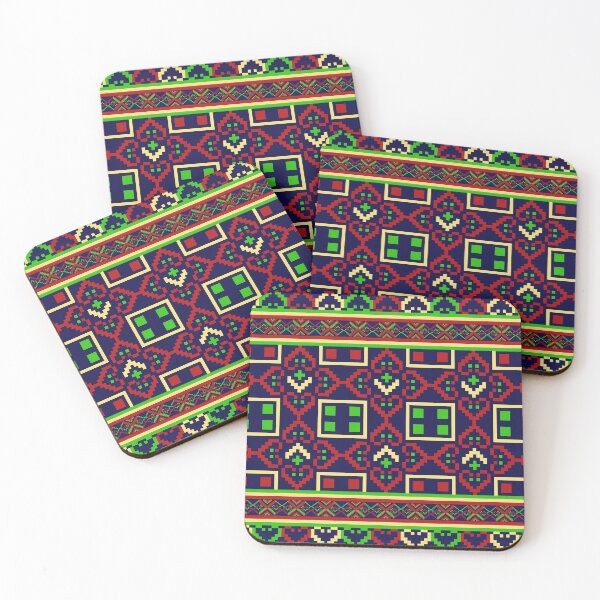Item preview, Pattern seamless geometric ethnic pixel art for fabric designed and sold by Nonnipa.