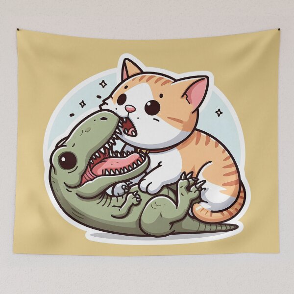 Item preview, cat vs t rex designed and sold by aliraweb.