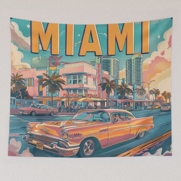 Item preview, Miami Travel Illustration designed and sold by nomiraclehere.