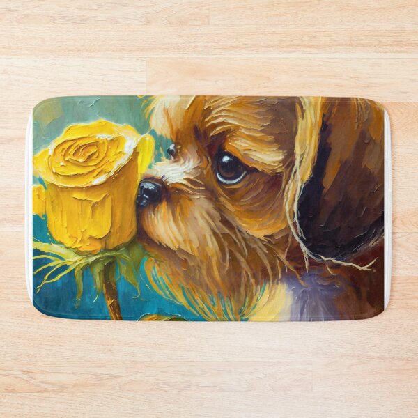 Item preview, Puppy Sniffing Yellow Rose designed and sold by fotofeast.