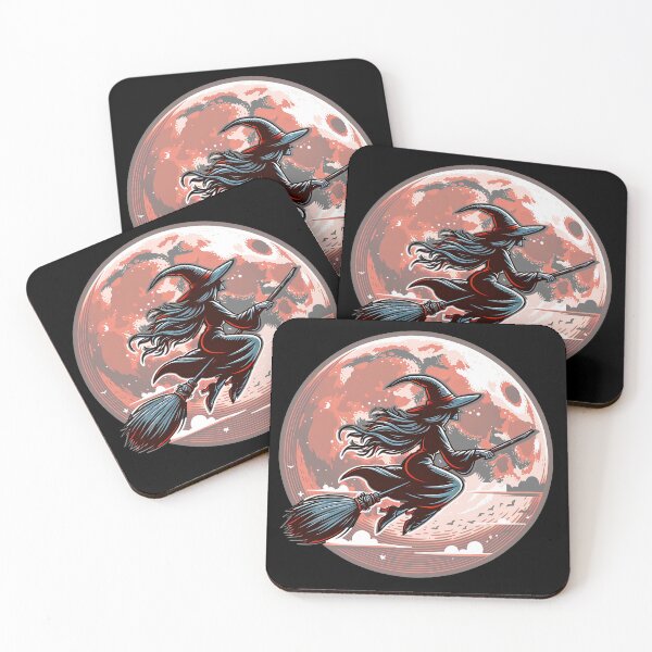 Item preview, flying witch with a broom in the moonlight of a red full moon designed and sold by Matzi-MV.
