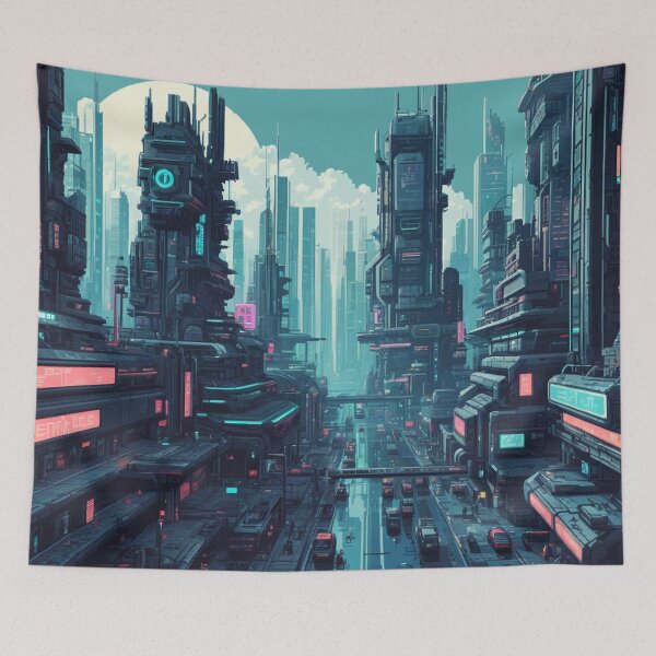 Item preview, Future City, Pixel Art, Vaporwave, Cyberpunk Art designed and sold by Burn-Ego.