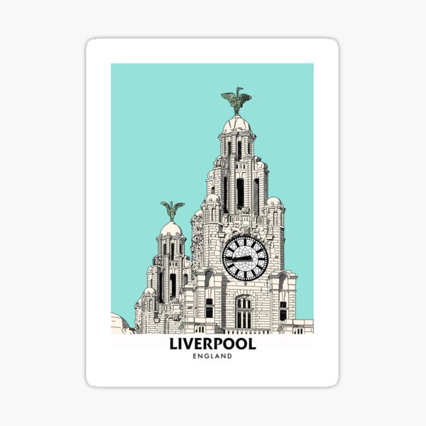Item preview, Liverpool Liver Building Travel Print designed and sold by Ginzalluna.