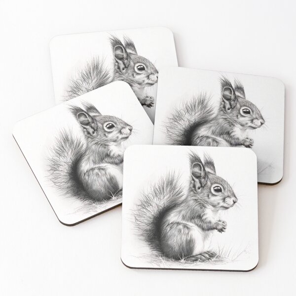 Item preview, Black and white Squirrel pencil drawing designed and sold by Pencil-Art.