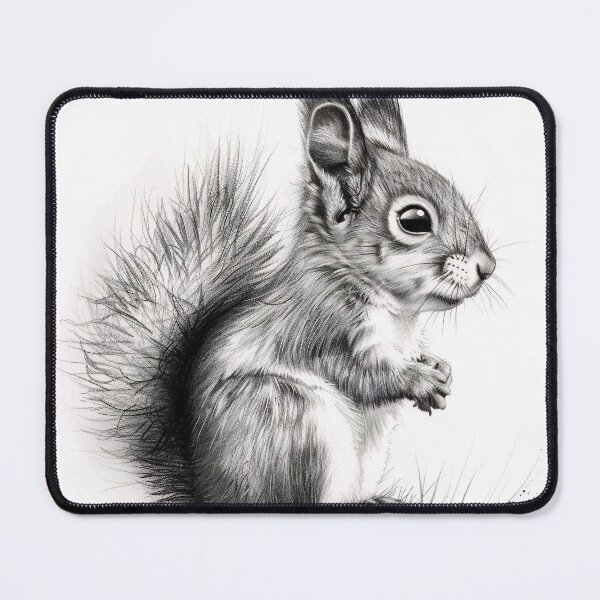 Item preview, Black and white Squirrel pencil drawing designed and sold by Pencil-Art.