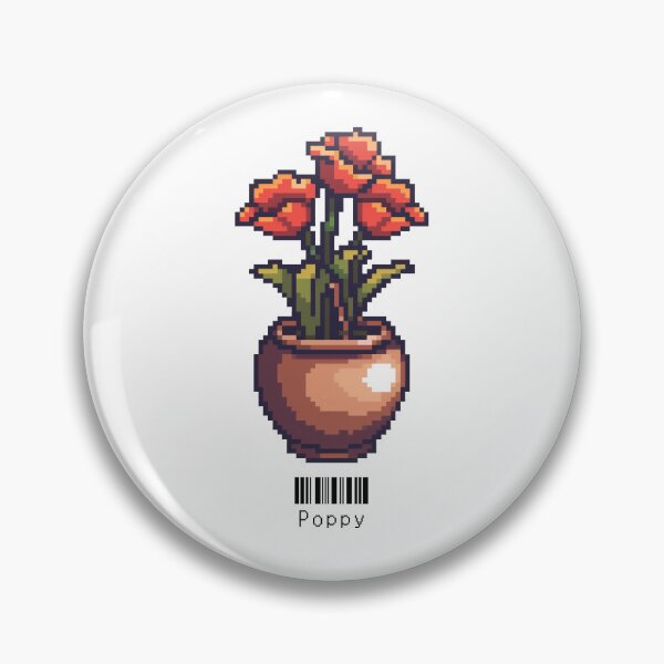 Item preview, Pixel Poppy Flower in a Pot designed and sold by LeafyTreasures.