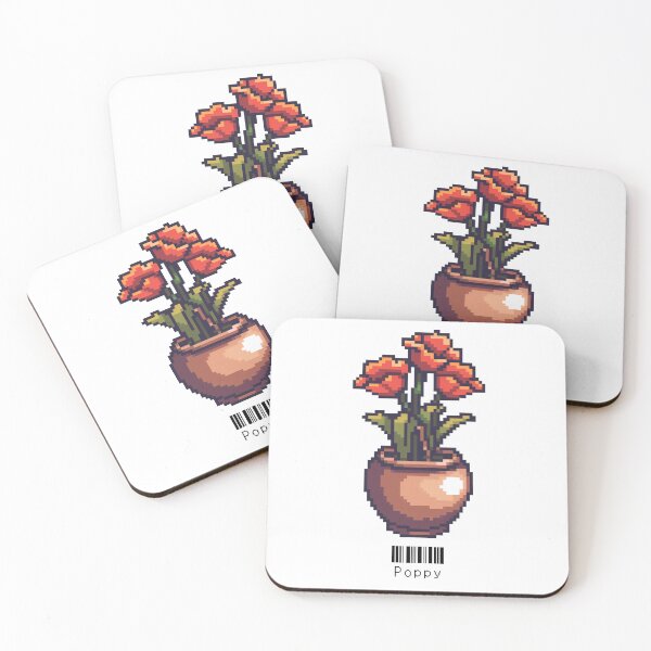 Item preview, Pixel Poppy Flower in a Pot designed and sold by LeafyTreasures.