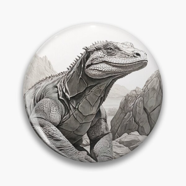 Artikelvorschau, Schwarz-weiße Komodowaran-Bleistiftzeichnung entworfen und verkauft von Pencil-Art.
