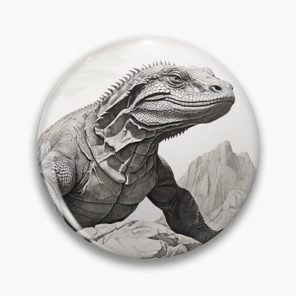 Artikelvorschau, Schwarz-weiße Komodowaran-Bleistiftzeichnung entworfen und verkauft von Pencil-Art.
