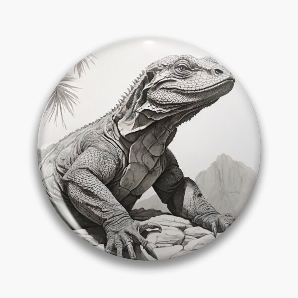 Artikelvorschau, Schwarz-weiße Komodowaran-Bleistiftzeichnung entworfen und verkauft von Pencil-Art.