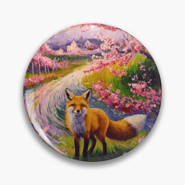 Artikelvorschau, Fuchs-Portrait. Kirschblüte, Blumenfuchs, Vintage-Fuchs, Fuchs-Malerei, Vincent van Gogh-Stil entworfen und verkauft von FoxVibes.