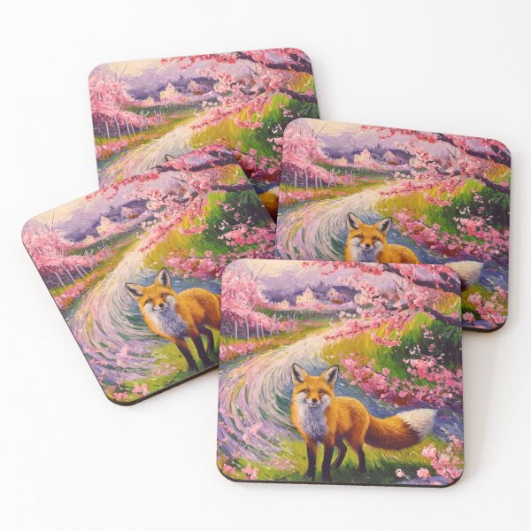 Artikelvorschau, Fuchs-Portrait. Kirschblüte, Blumenfuchs, Vintage-Fuchs, Fuchs-Malerei, Vincent van Gogh-Stil entworfen und verkauft von FoxVibes.