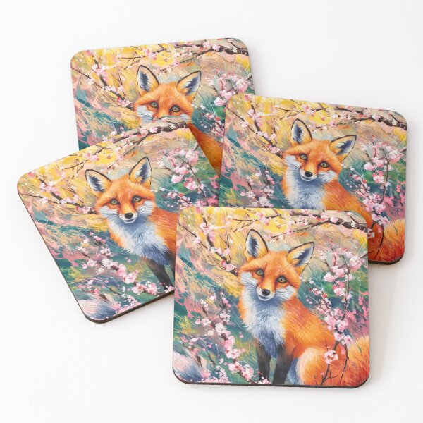 Artikelvorschau, Fuchs-Portrait. Kirschblüte, Blumenfuchs, Vintage-Fuchs, Fuchs-Malerei, Vincent van Gogh-Stil entworfen und verkauft von FoxVibes.