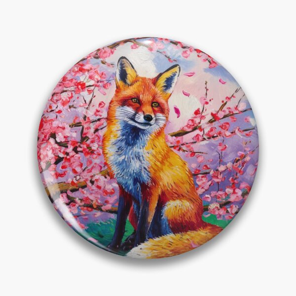 Artikelvorschau, Fuchs-Portrait. Kirschblüte, Blumenfuchs, Vintage-Fuchs, Fuchs-Malerei, Vincent van Gogh-Stil entworfen und verkauft von FoxVibes.