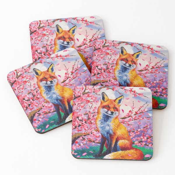 Artikelvorschau, Fuchs-Portrait. Kirschblüte, Blumenfuchs, Vintage-Fuchs, Fuchs-Malerei, Vincent van Gogh-Stil entworfen und verkauft von FoxVibes.