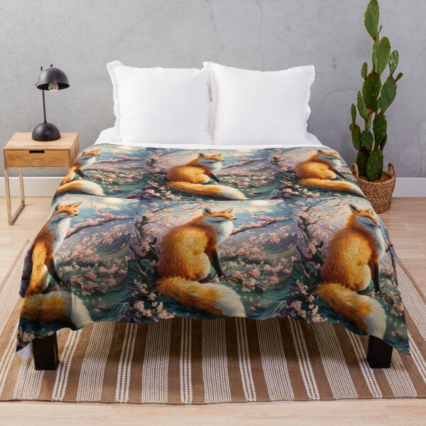 Artikelvorschau, Fuchs-Portrait. Kirschblüte, Blumenfuchs, Vintage-Fuchs, Fuchs-Malerei, Vincent van Gogh-Stil entworfen und verkauft von FoxVibes.