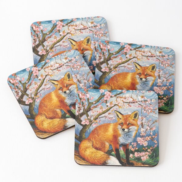 Artikelvorschau, Fuchs-Portrait. Kirschblüte, Blumenfuchs, Vintage-Fuchs, Fuchs-Malerei, Vincent van Gogh-Stil entworfen und verkauft von FoxVibes.