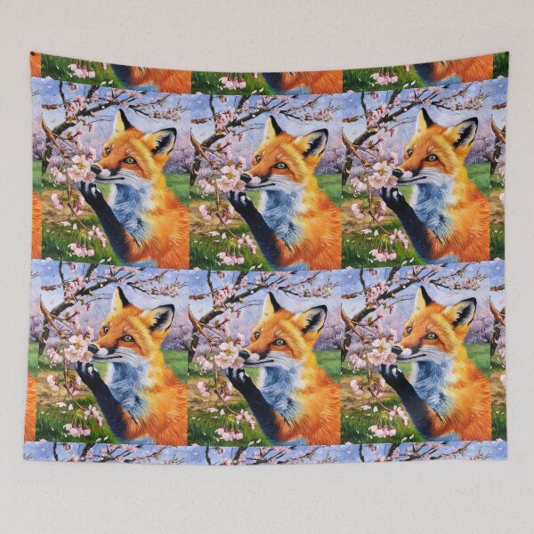 Artikelvorschau, Fuchs-Portrait. Kirschblüte, Blumenfuchs, Vintage-Fuchs, Fuchs-Malerei, Vincent van Gogh-Stil entworfen und verkauft von FoxVibes.