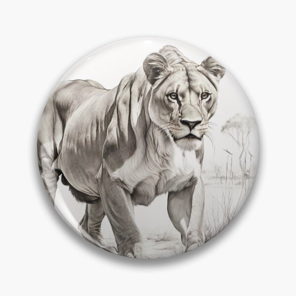 Item preview, Black and white lioness pencil drawing designed and sold by Pencil-Art.