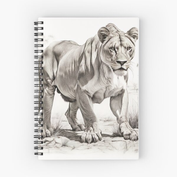 Item preview, Black and white lioness pencil drawing designed and sold by Pencil-Art.