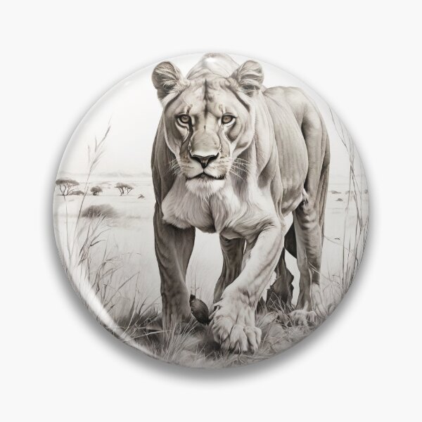 Item preview, Black and white lioness pencil drawing designed and sold by Pencil-Art.