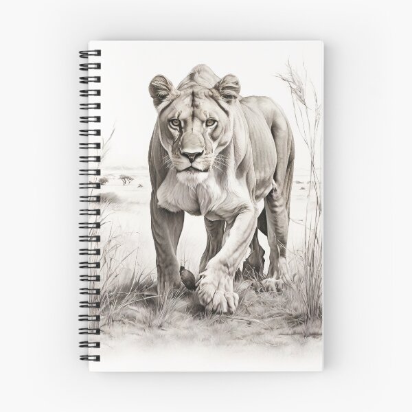 Item preview, Black and white lioness pencil drawing designed and sold by Pencil-Art.