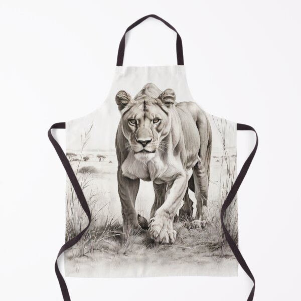 Item preview, Black and white lioness pencil drawing designed and sold by Pencil-Art.