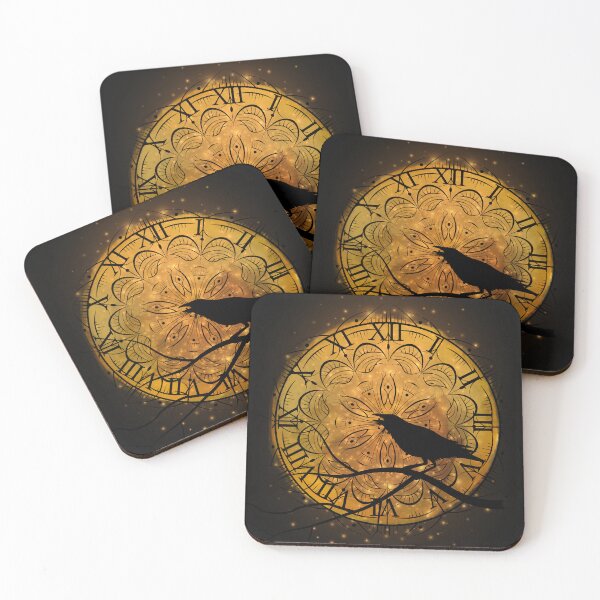 Item preview, Silhouette Raven Against Background of Clock Moon designed and sold by Jaruna.