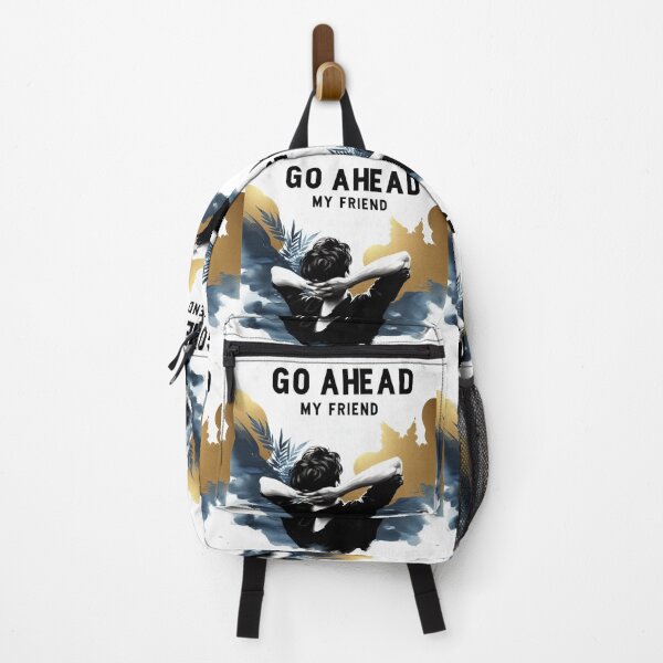 Item preview, Go Ahead My Friend Motto  Relax Man Navy Gold Art   designed and sold by Nanthanon.