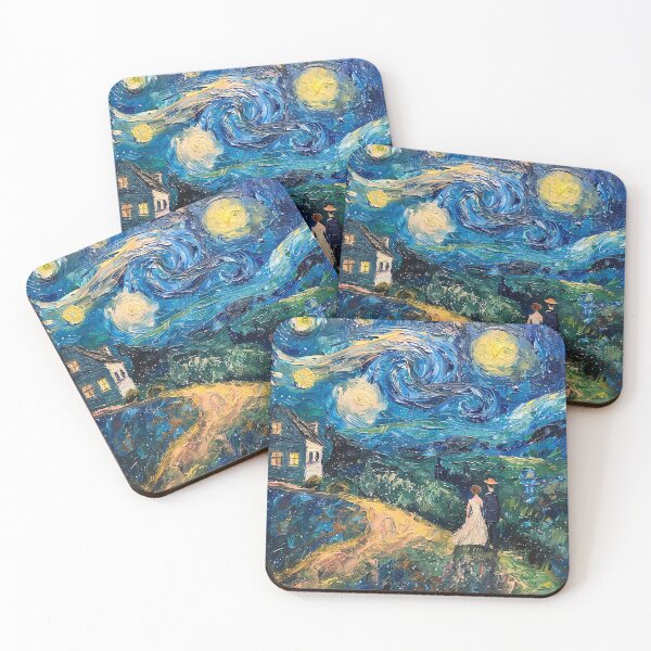 Item preview, Couple in love: A painting inspired by the art of Van Gogh. designed and sold by ArtwaveEmporium.