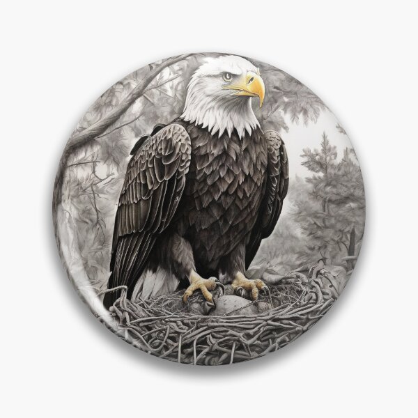 Item preview, Pencil drawn Bald Eagla High Quality Black and White Design designed and sold by Pencil-Art.