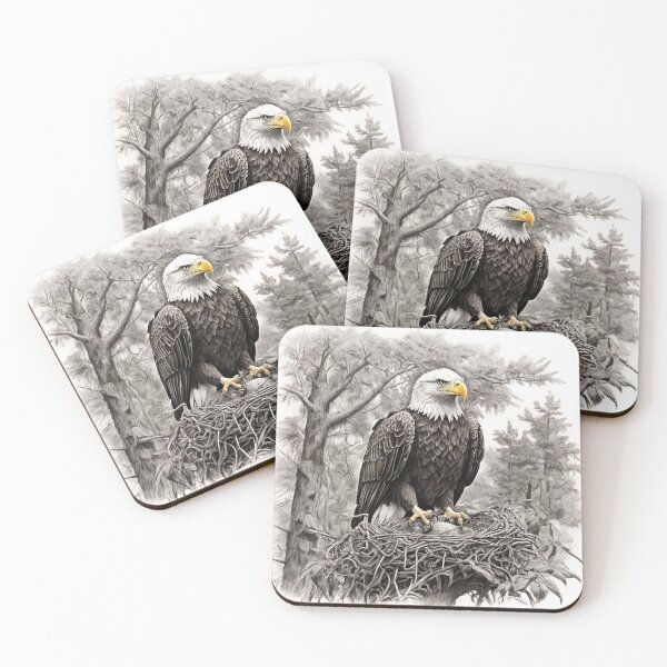 Item preview, Pencil drawn Bald Eagla High Quality Black and White Design designed and sold by Pencil-Art.