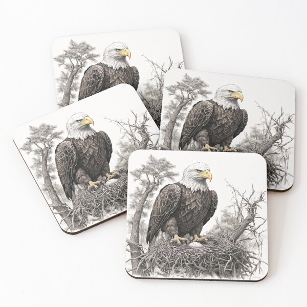 Item preview, Pencil drawn Bald Eagla High Quality Black and White Design designed and sold by Pencil-Art.