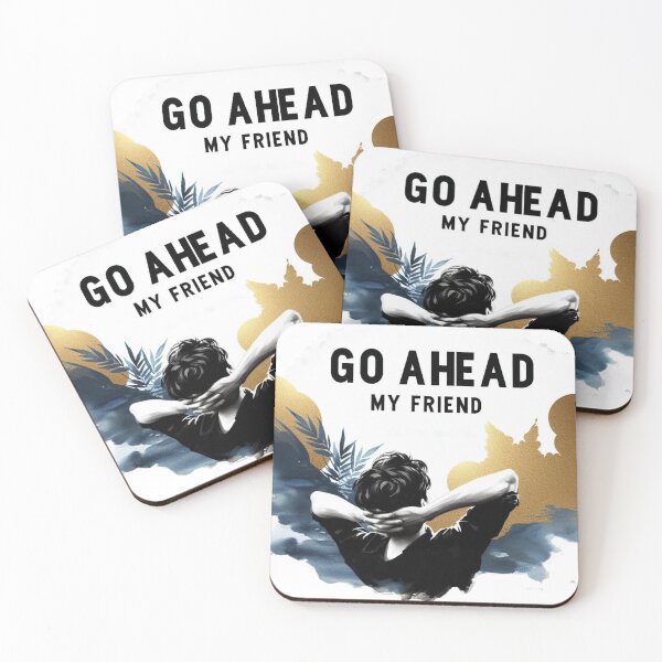 Item preview, Go Ahead My Friend Motto  Relax Man Navy Gold Art   designed and sold by Nanthanon.