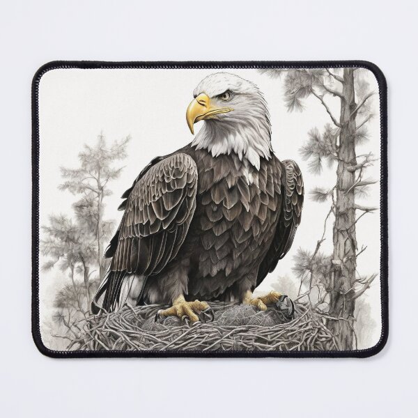 Item preview, Pencil drawn Bald Eagla High Quality Black and White Design designed and sold by Pencil-Art.