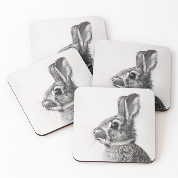 Item preview, Black and white Rabbit pencil drawing designed and sold by Pencil-Art.