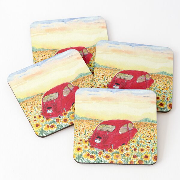 Item preview, A Fiat 600 in a sunflower field designed and sold by Cacatuart.