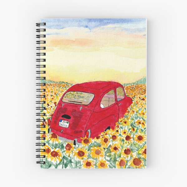 Artikelvorschau, Ein Fiat 600 in einem Sonnenblumenfeld entworfen und verkauft von Cacatuart.